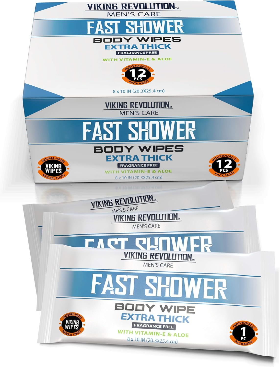 Body Wipes w/ Vitamin E & Aloe - 12 Pack: extra thick, unscented, biodegradable, fragrance free.