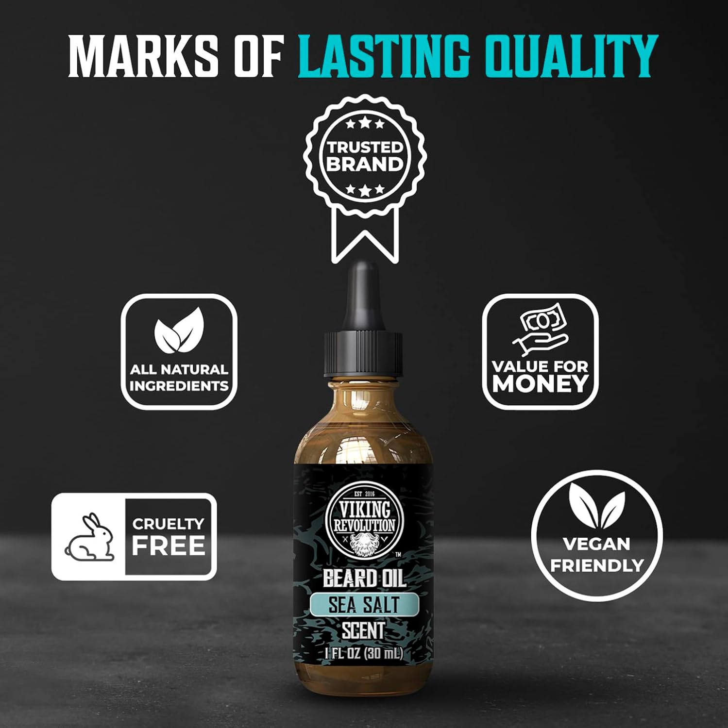 Sea Salt Beard Oil, enriched with argan & jojoba oils, delivers quality and value.