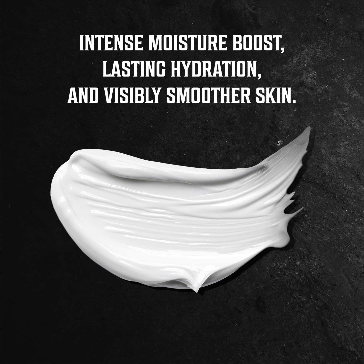White cream smear on dark background promotes Body Lotion For Men - Peppermint Eucalyptus for dry skin.