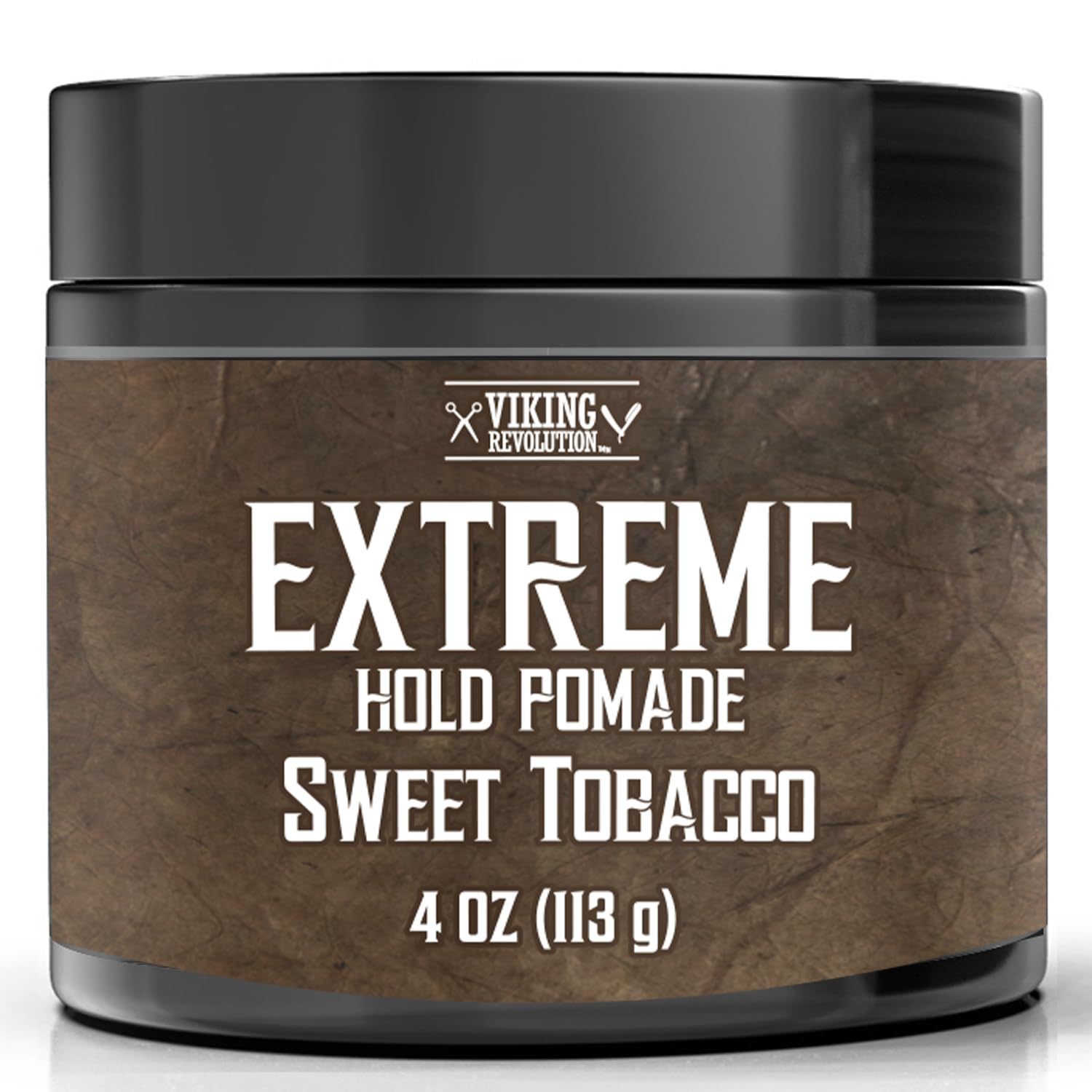 jar of New Scents Hair Pomade in Sweet Tobacco scent, 4 oz size, delivers an unmatched high-shine finish.