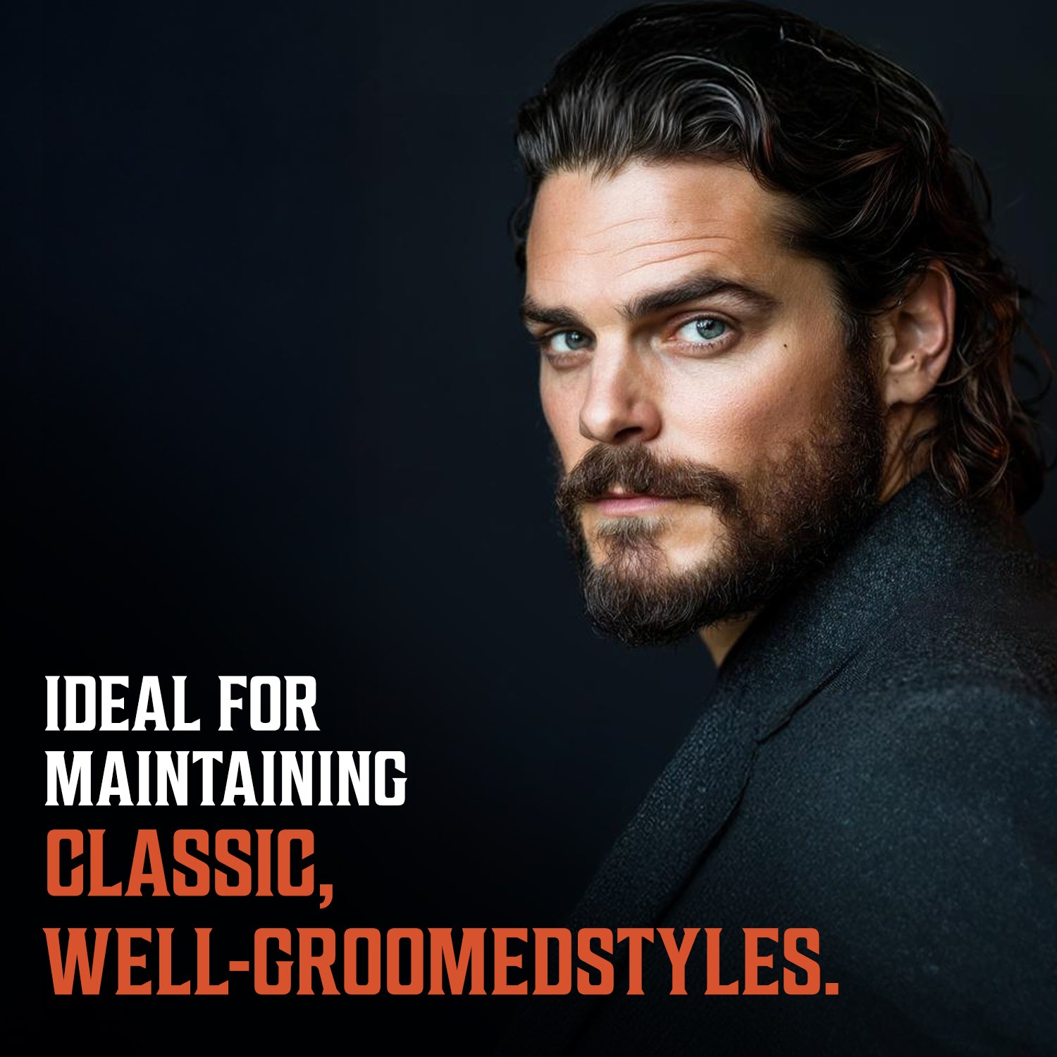 Man in dark suit: Perfect for classic styles with Hair Tonic Men (12.7oz).
