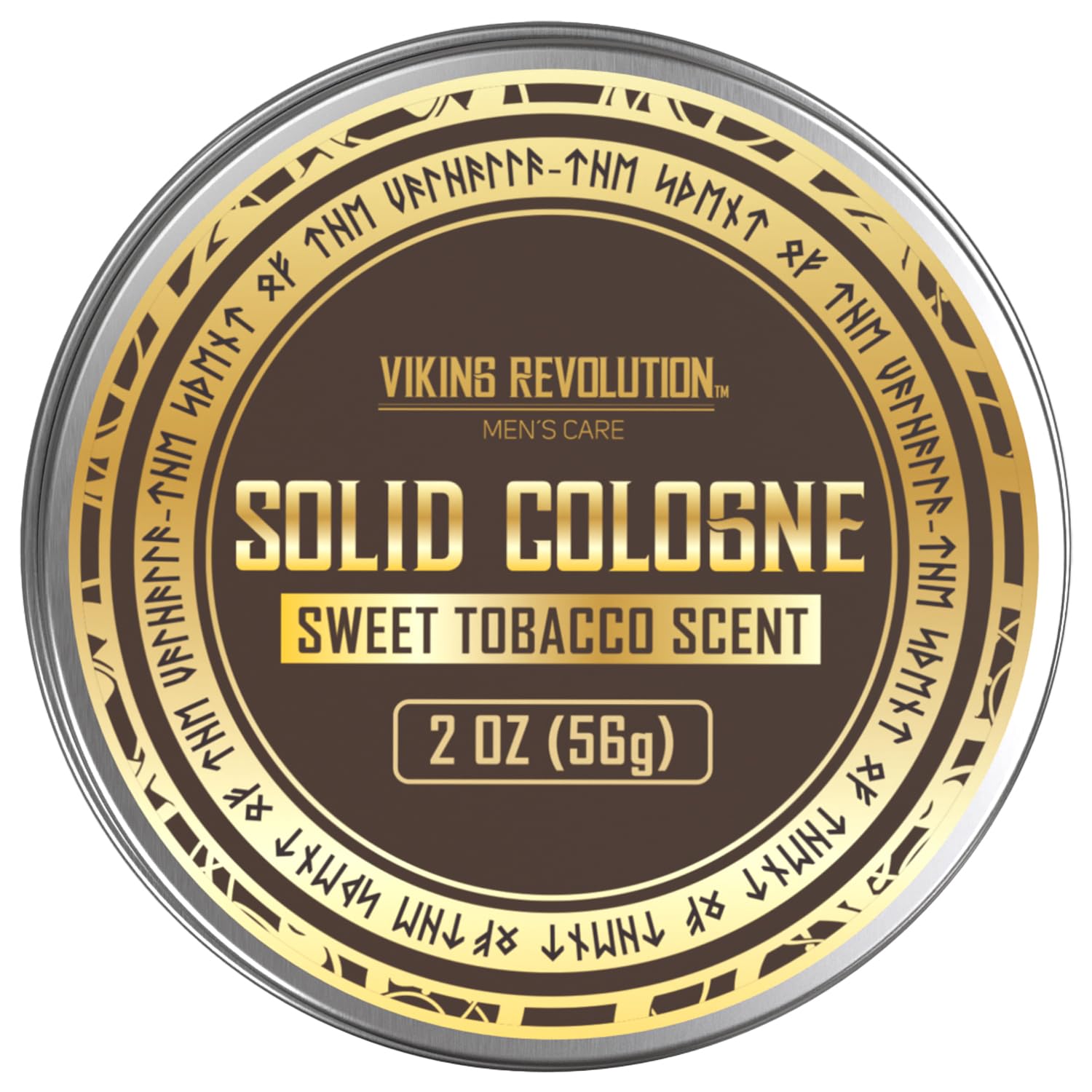 Sweet Tobacco Mens Solid Cologne, 2 oz tin by Viking Revolution, perfect gift for men.