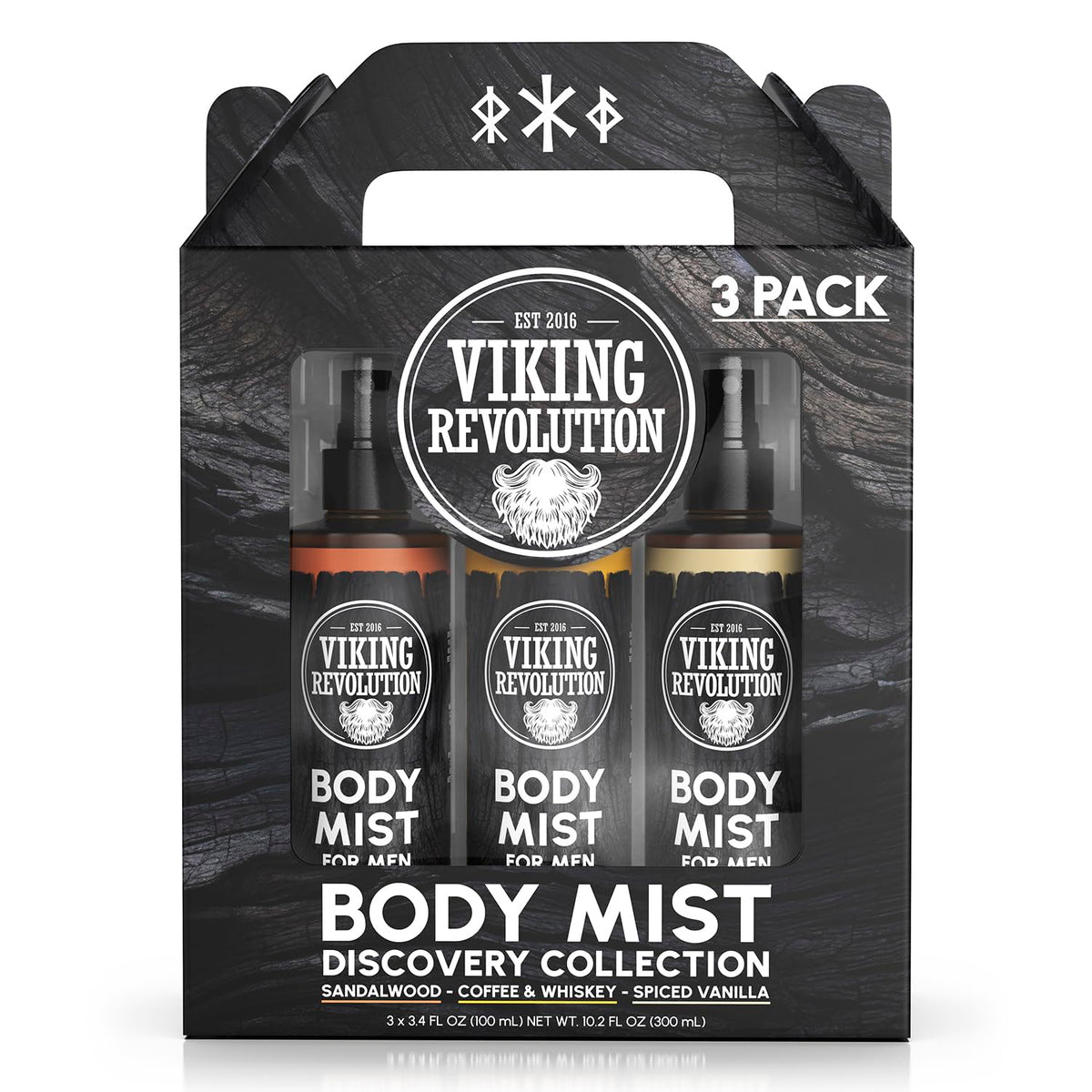 Body Mist for Men 3 Pack, 3.4 fl oz—masculine scents, ideal travel-size cologne gift set.