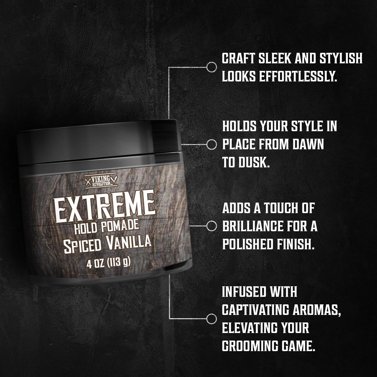 Presenting a jar of New Scents Hair Pomade that demonstrates exceptional styling abilities, with its extreme hold ensuring your look remains flawless. Revel in a glossy finish that radiates brilliance and a delightful scent that elevates your grooming experience. Ideal for those seeking outstanding pomade performance.