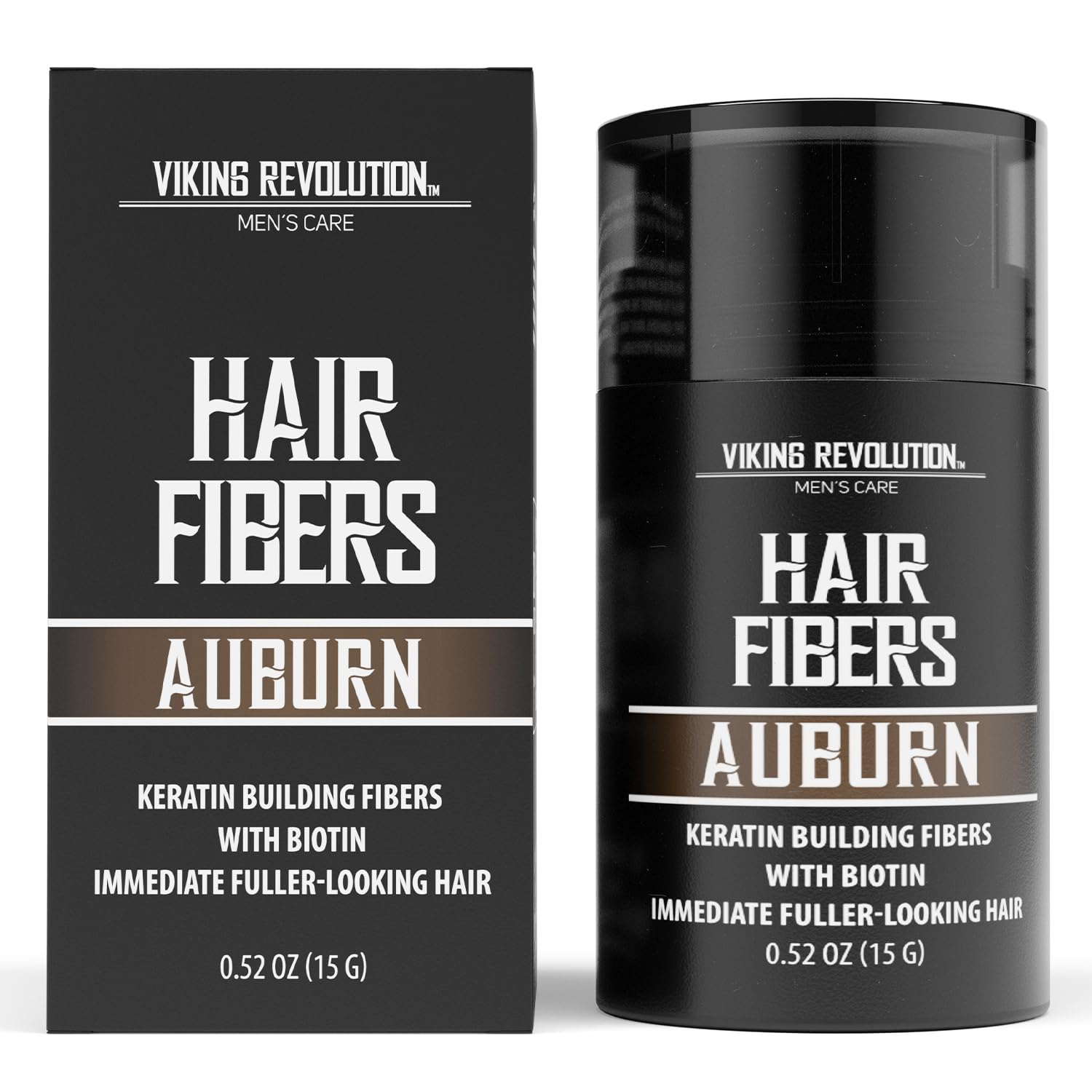 Auburn Hair Fibers for Thinning Hair, enhanced with natural keratin and biotin, provide fuller-looking hair for men. This 0.52 oz container of premium hair-building fibers guarantees a daily confidence boost.