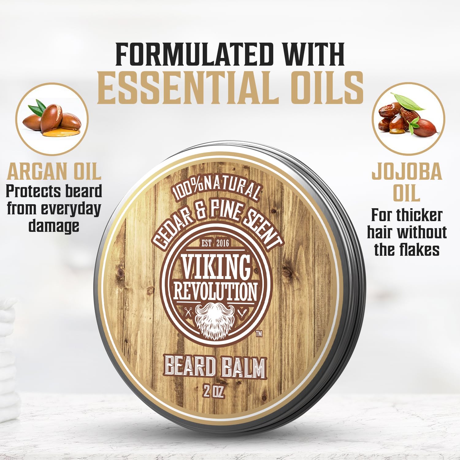 Cedar & Pine Beard Balm, enriched with organic ingredients and essential oils, offers a refreshing cedar and pine scent. Infused with argan and jojoba oils, it effectively moisturizes your beard for a well-groomed appearance.