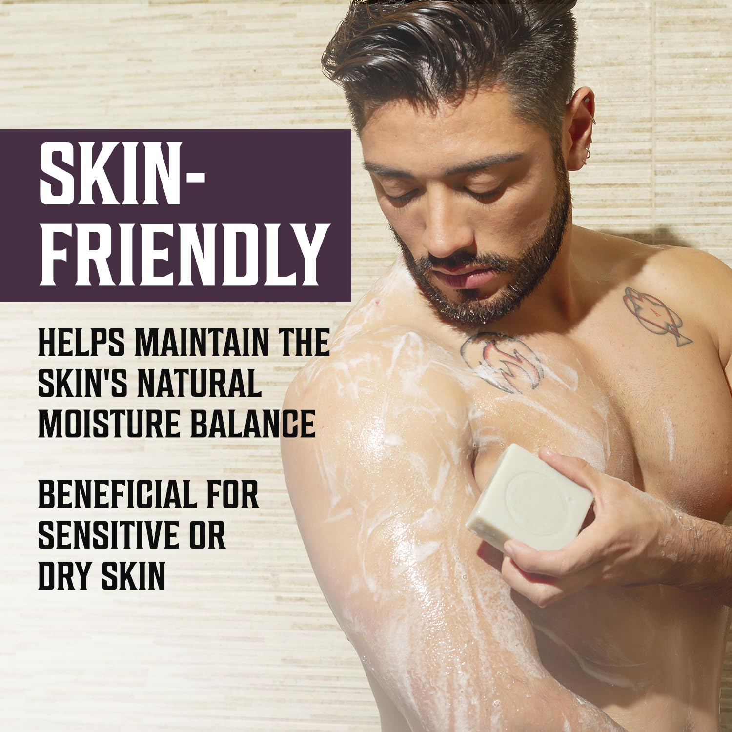 Man using Clary Sage soap: Skin-friendly & moisturizing—perfect for sensitive or dry skin.
