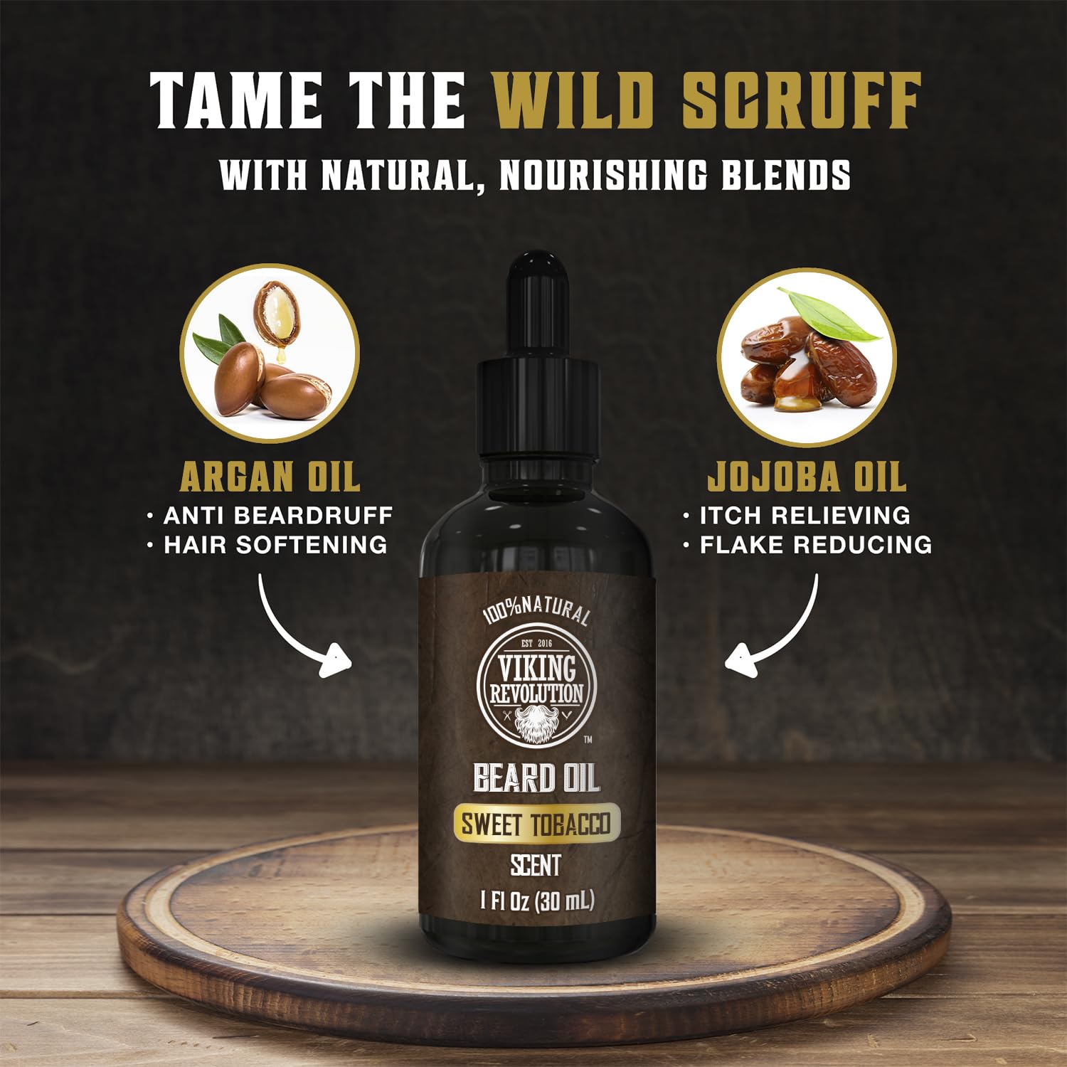 Experience natural beard care with our Tobacco Beard Oil for Men - 1 Pack, infused with argan and jojoba oils. It provides anti-beardruff and itch relief while taming stubborn facial hair, all wrapped in a sweet tobacco scent.