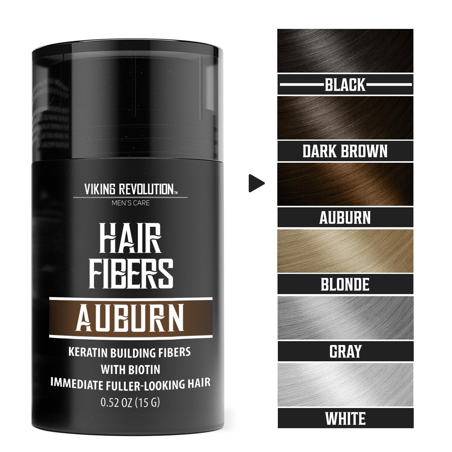 Explore our Auburn Hair Fibers for Thinning Hair, designed for flawless coverage. Made with natural keratin, these fibers integrate seamlessly with your hair. Offered in shades of black, dark brown, auburn, blonde, gray, and white, they provide an excellent covert hair fiber option for men looking to achieve fuller-looking locks.