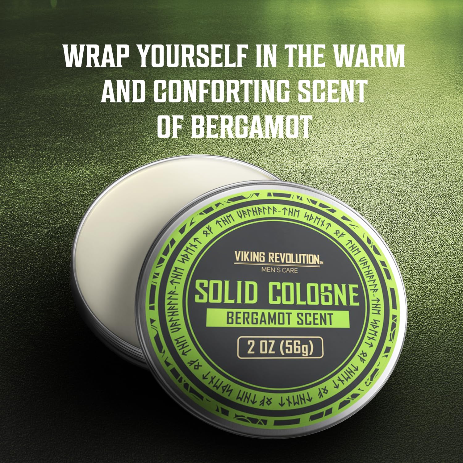 Bergamot Mens Solid Cologne Tin 2 Oz: Experience a warm, comforting scent without alcohol.