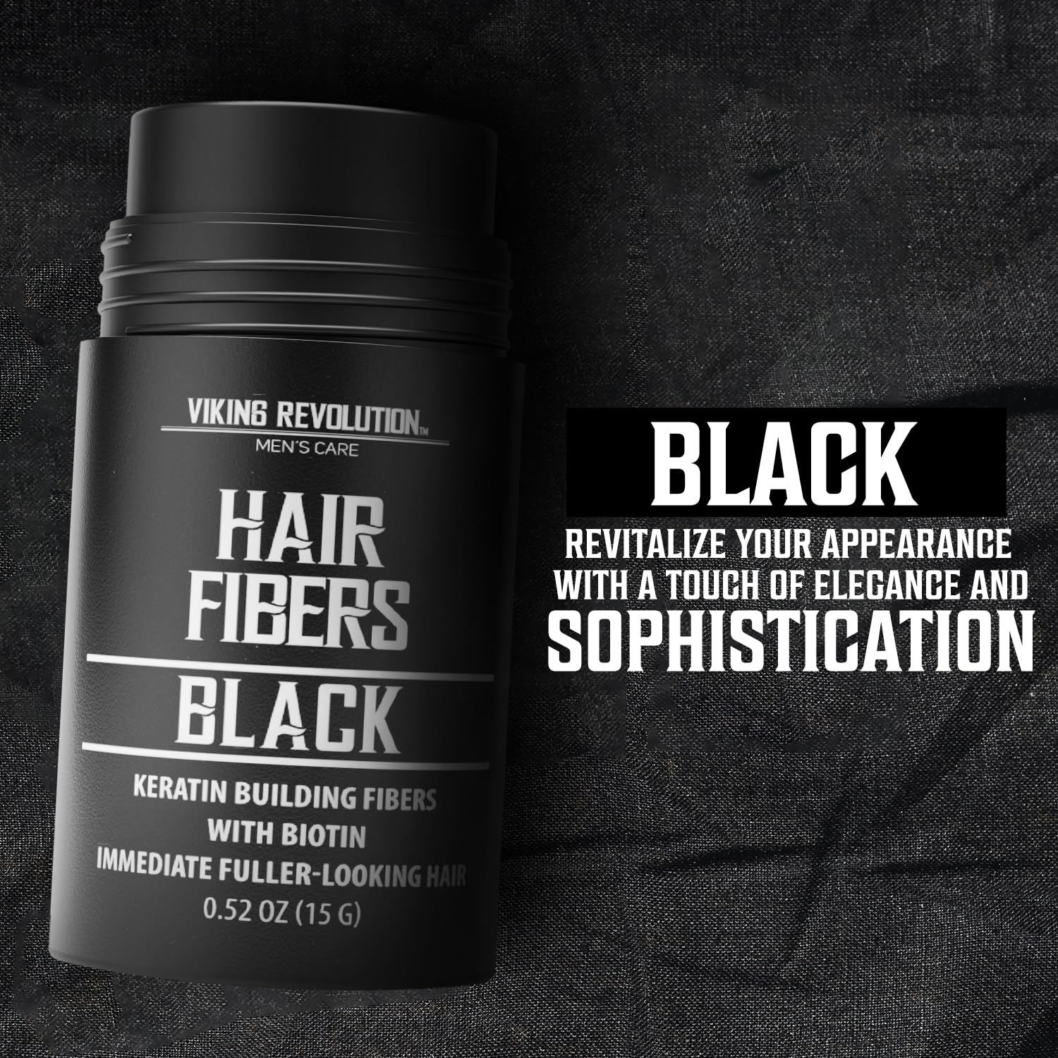 Introducing Black Hair Fibers, a container infused with a natural keratin formula that revitalizes your hair, exuding sophistication while promising weather-resistant volume.