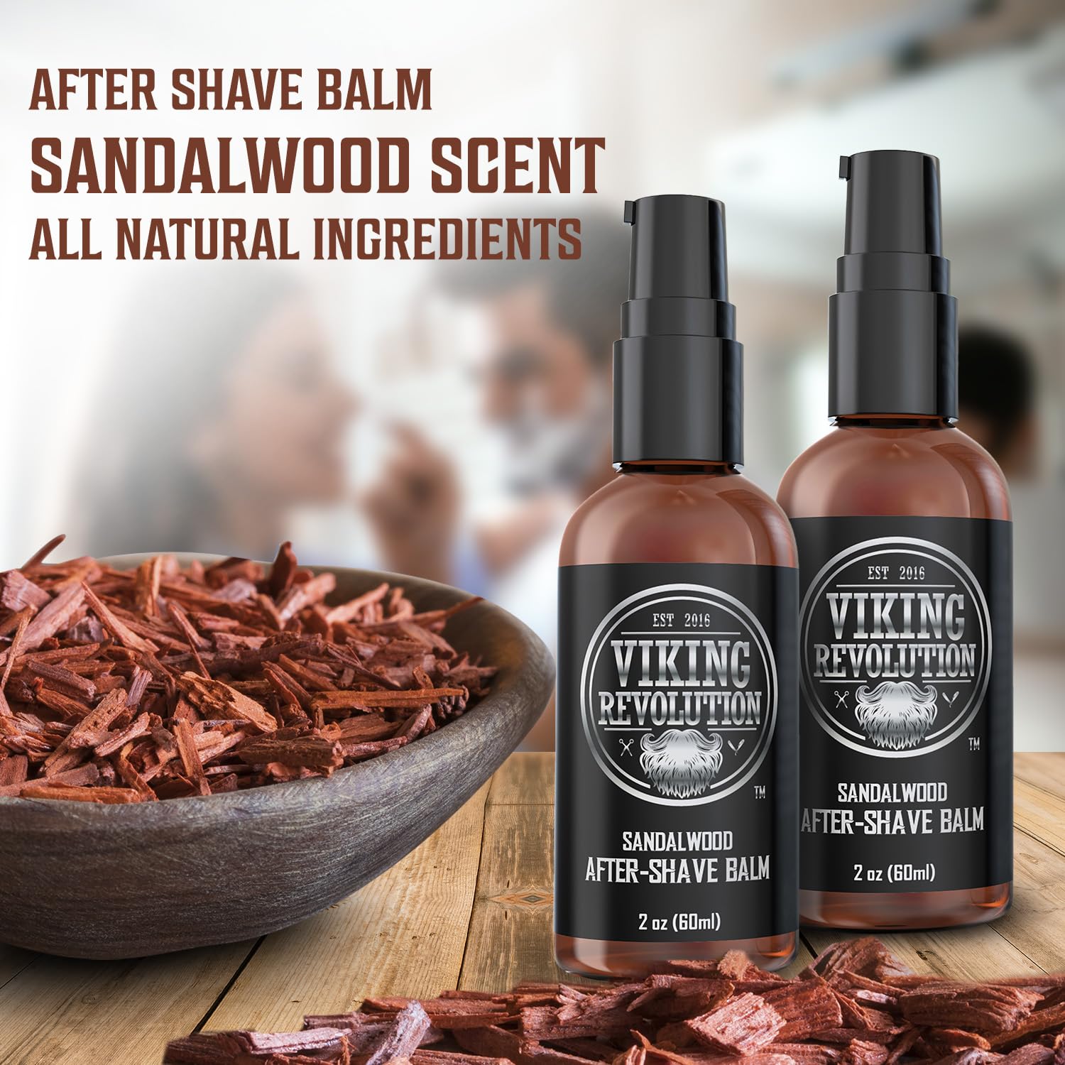 After-shave balm for men (2pk) by Viking Revolution helps soothe irritation with a hint of sandalwood.
