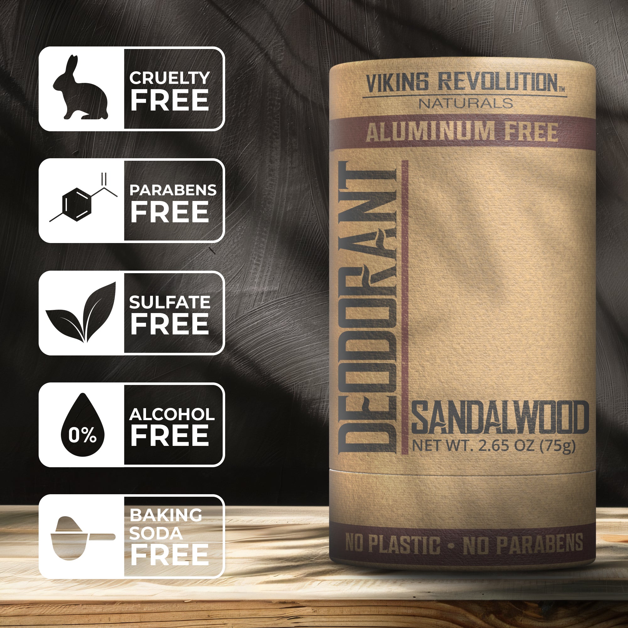 Deodorant - Sandalwood, aluminum-free, odor-fighting, cruelty-free, paraben & sulfate-free.