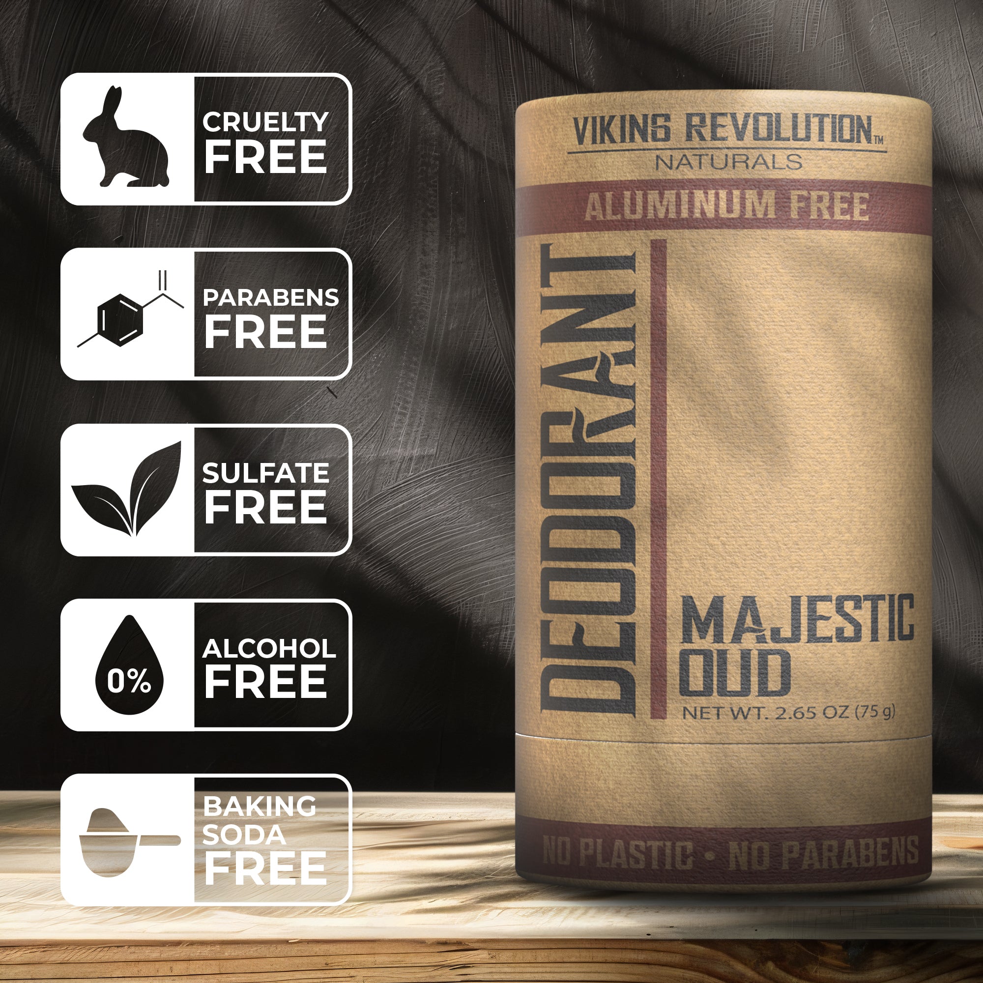 Majestic Oud deodorant is aluminum, cruelty, paraben, and sulfate-free.