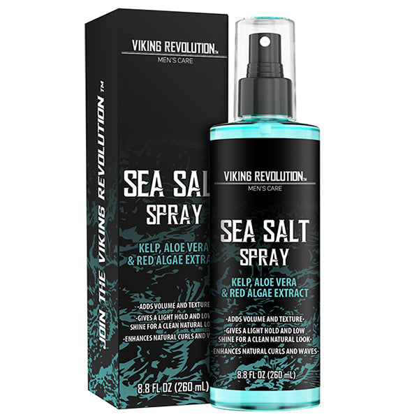 A bottle and box of Sea Salt Hair Spray (8.8 Fl oz), a nourishing texturizing spray for men.