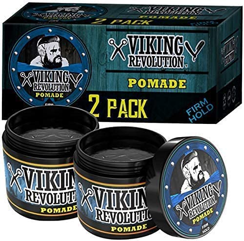 Firm Hold Hair Pomade 2-Pack, 4oz with natural ingredients and rugged packaging.