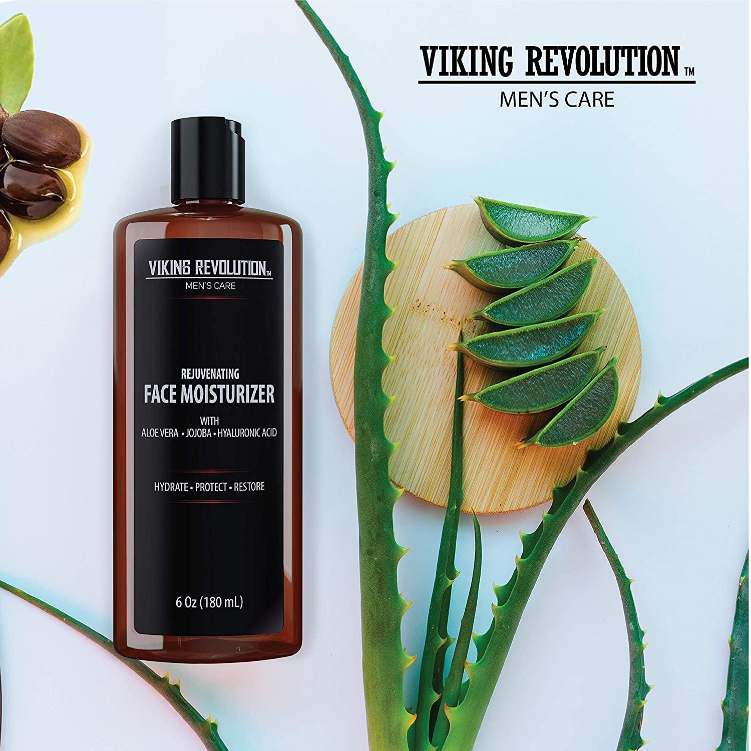 Viking Revolution Natural Face Moisturizer - 6oz with aloe vera and natural ingredients on a white background.