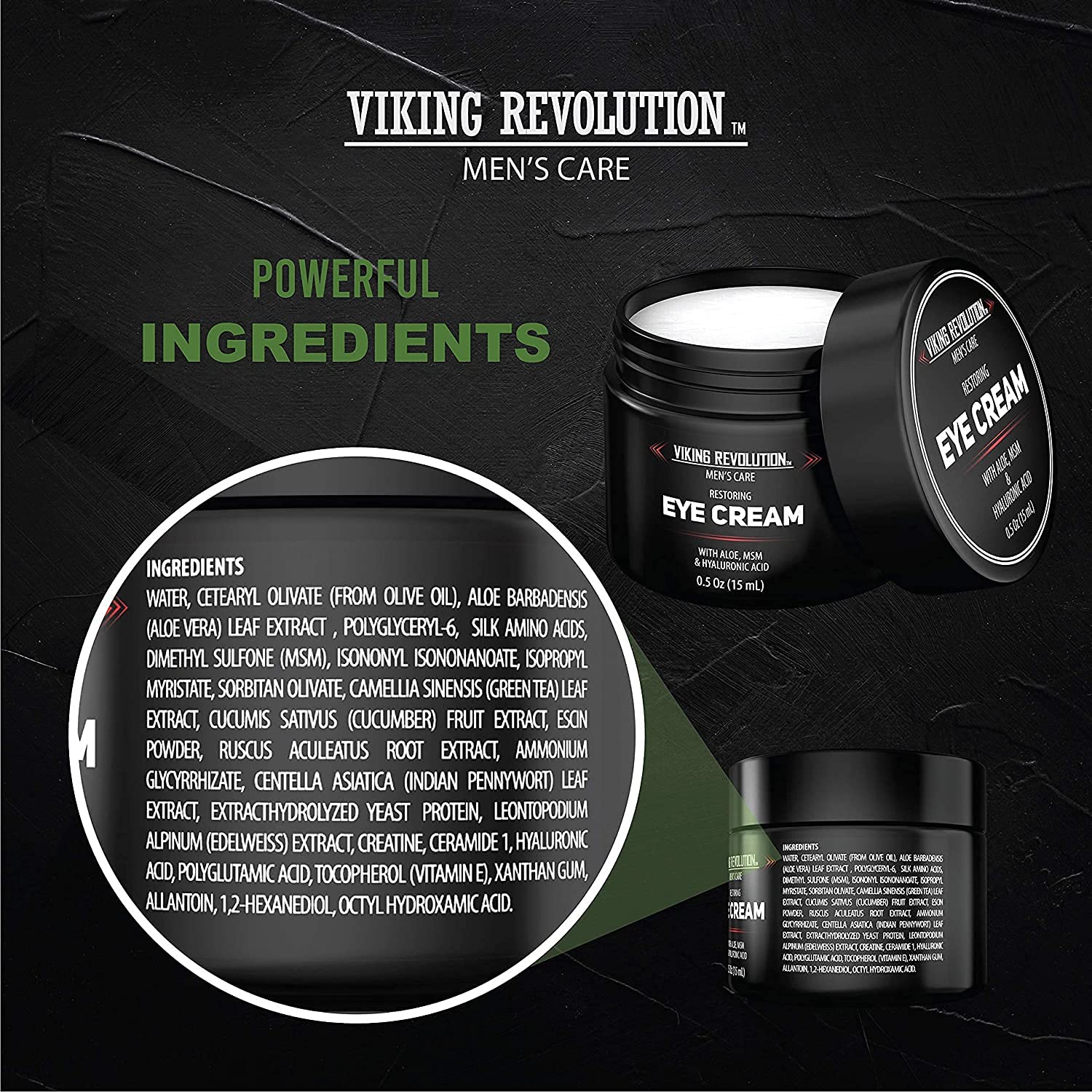 Natural Eye Cream for Men battles dark circles powerfully, available in a 2-pack.