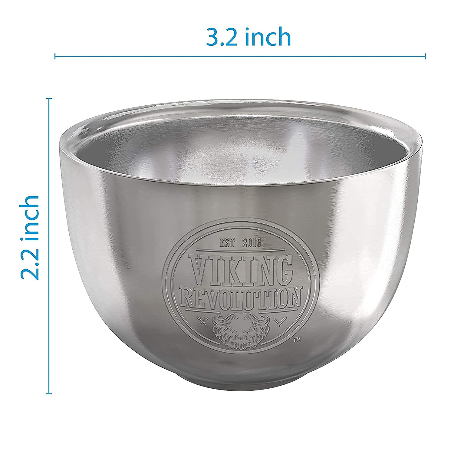 Stainless Steel Shaving Soap Bowl, 3.2x2.2 inches, engraved for Badger Brush enthusiasts.