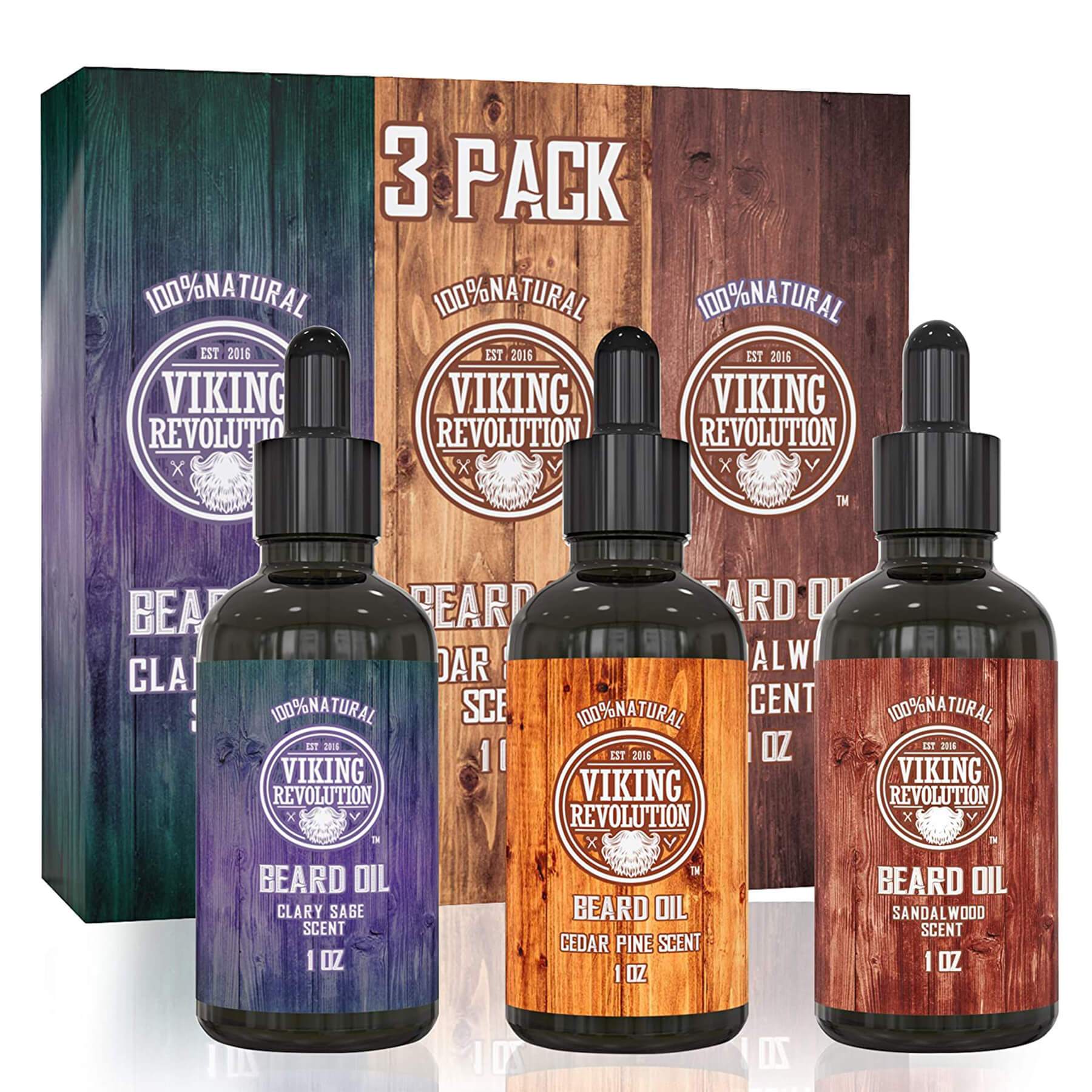 Beard Oil Conditioner 3 Pack (Variety 2 - 3Pack Mix Bay Rum, Unscented, and Sandalwood Oil