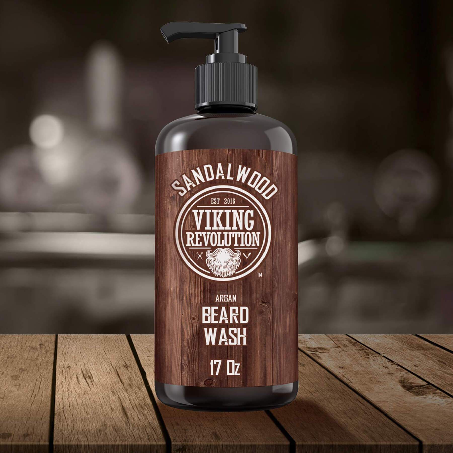 Viking Revolution Beard Wash 17oz promotes beard growth with natural sandalwood and argan ingredients.