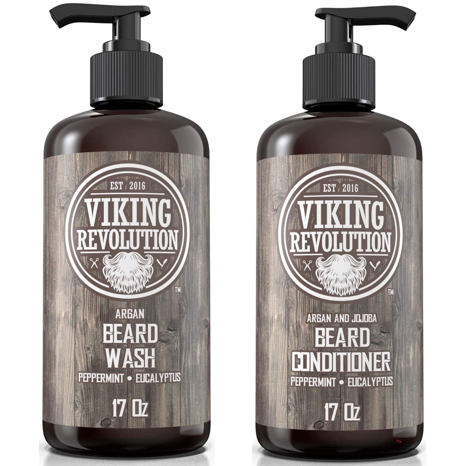 Viking Revolution 17oz Beard Wash & Conditioner Set with Peppermint & Eucalyptus.