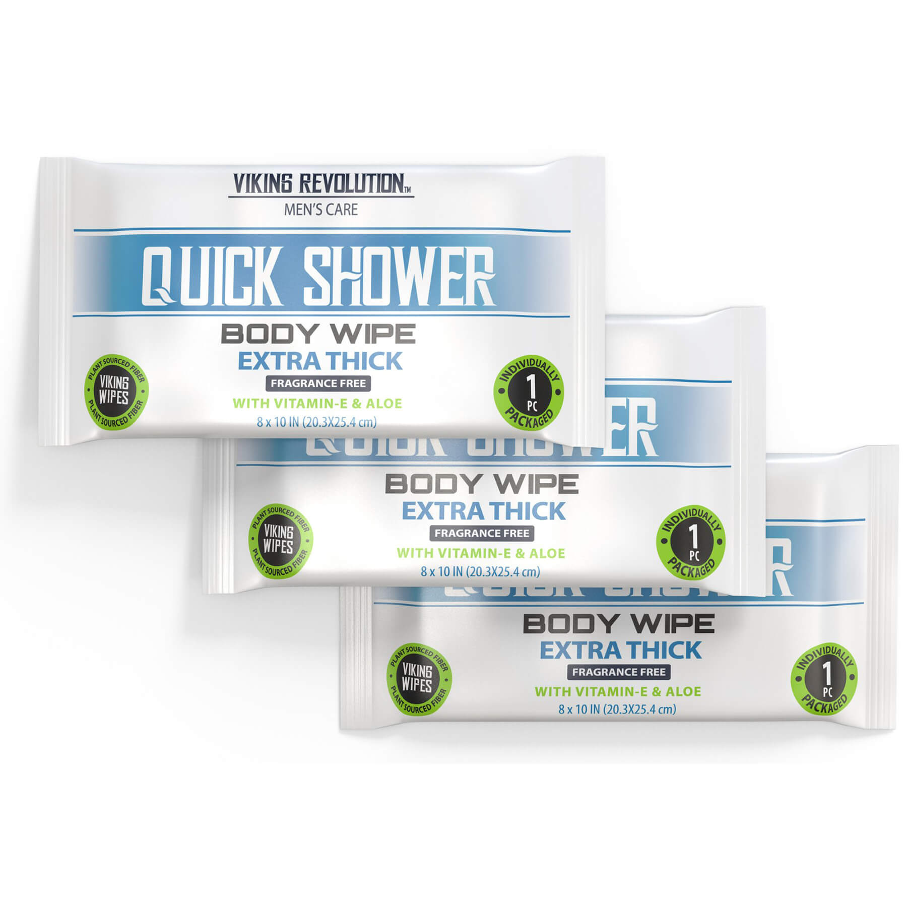 Three Body Wipes w/ Vitamin E & Aloe 12 packs, extra thick, biodegradable, and fragrance-free.