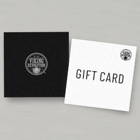 Two Viking Revolution gift cards: one black with logo and one white labeled GIFT CARD.