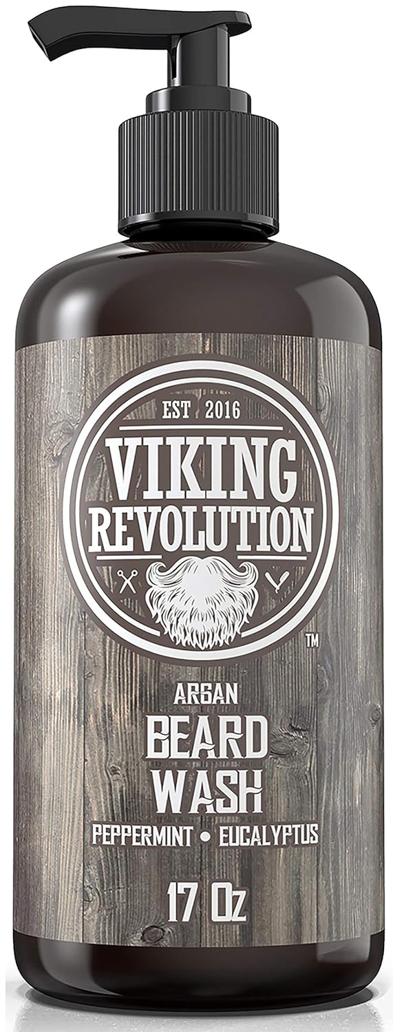 Beard Wash - Peppermint & Eucalyptus (17oz), with pump, for beard growth.