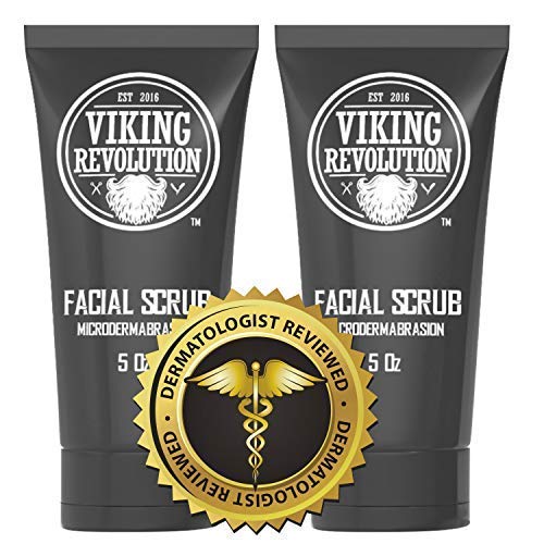 Two Microdermabrasion Face Scrub - 2 Pack tubes with a Dermatologist Reviewed gold seal in front.