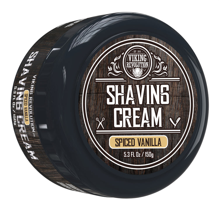 Viking Revolution Shaving Cream, Spiced Vanilla, 5.3 fl oz round container for a smooth shave.