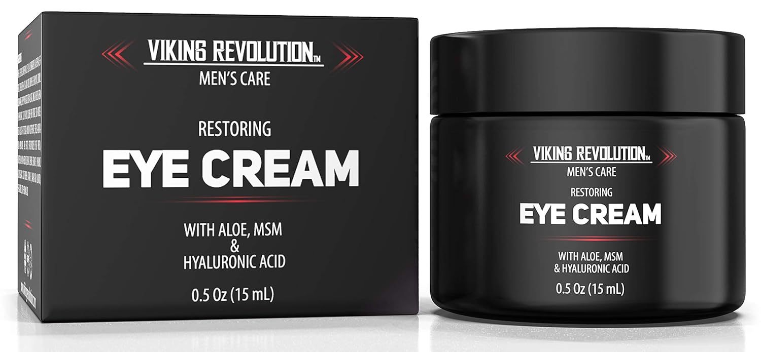 Black container and box of Eye Cream for Men, an under eye cream and dark circles remover.