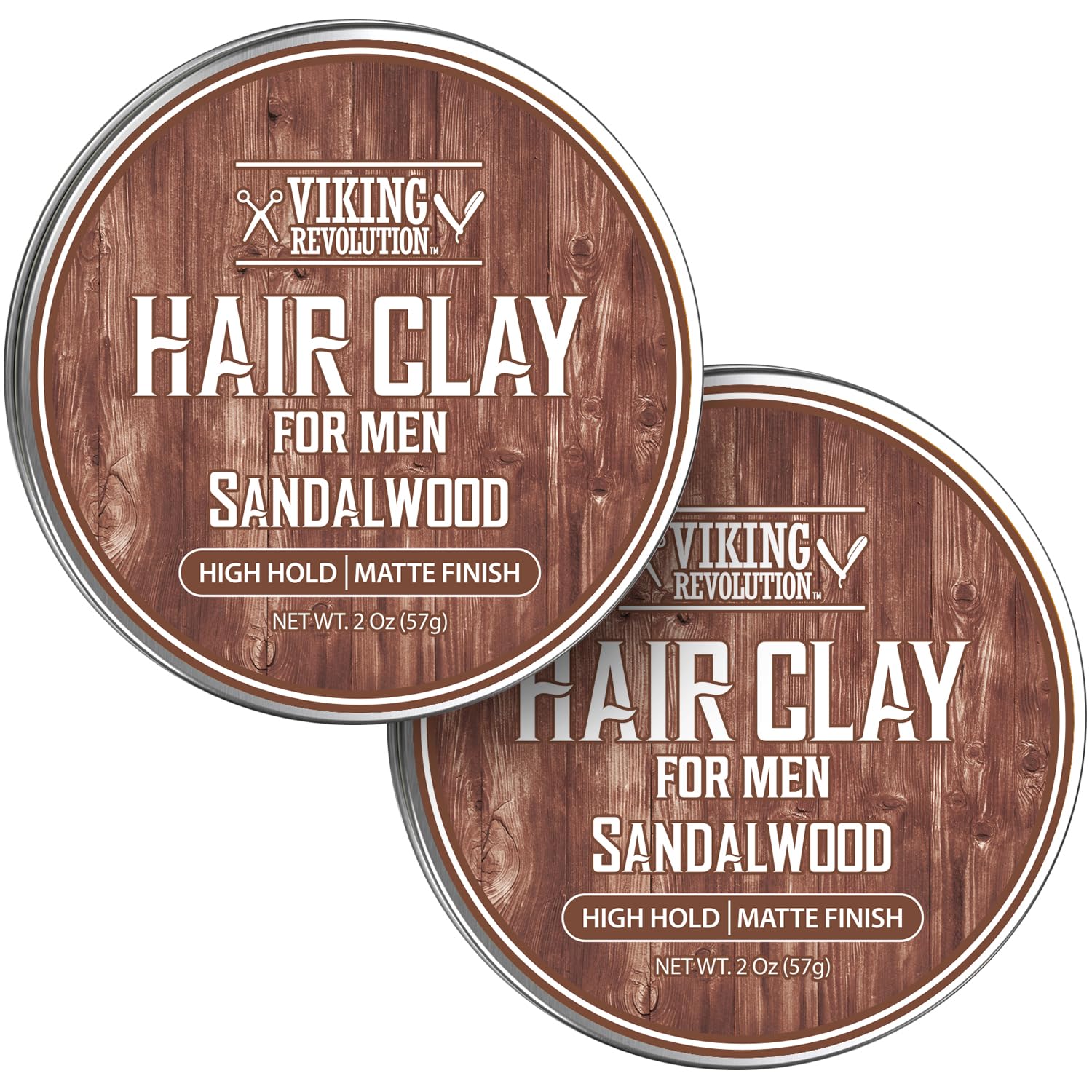 Hair Clay Sandalwood 2 pack gives men strong hold and a matte finish.