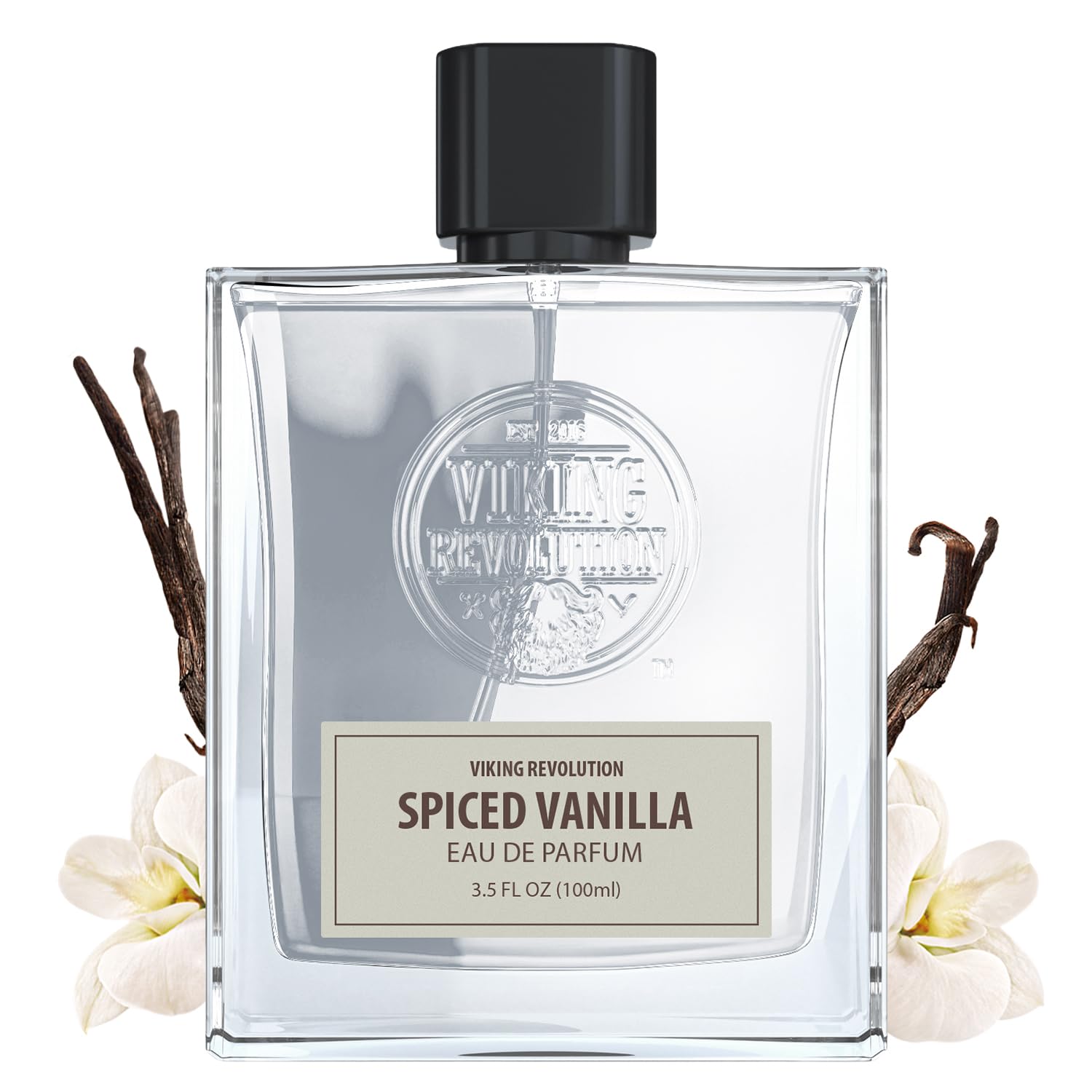Spiced Vanilla Perfume (3.5 fl oz): a bold masculine scent with vanilla beans and floral notes.