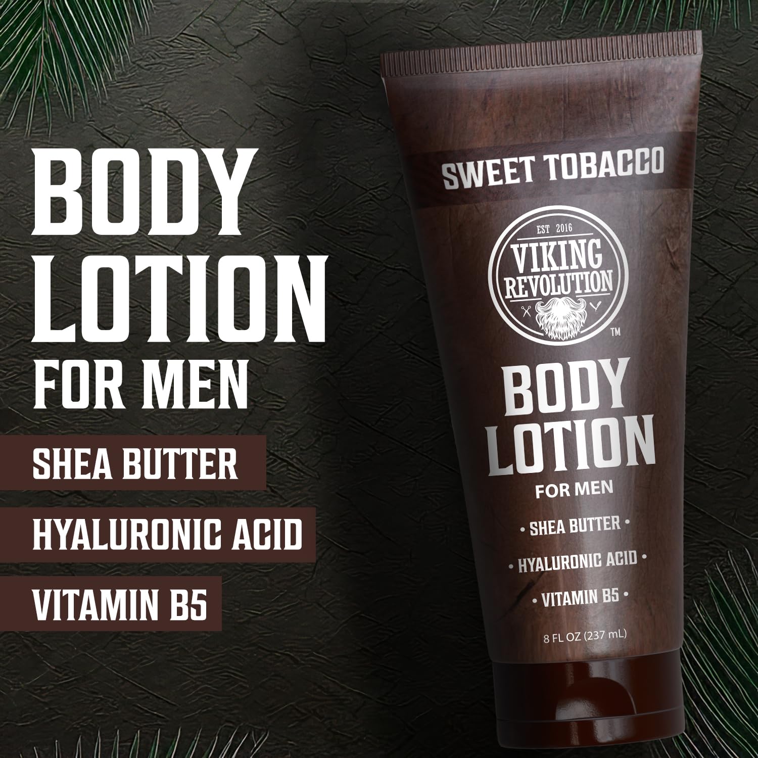 Tube of Body Lotion for Men - Sweet Tobacco with shea butter and vitamin B5 for dry skin.