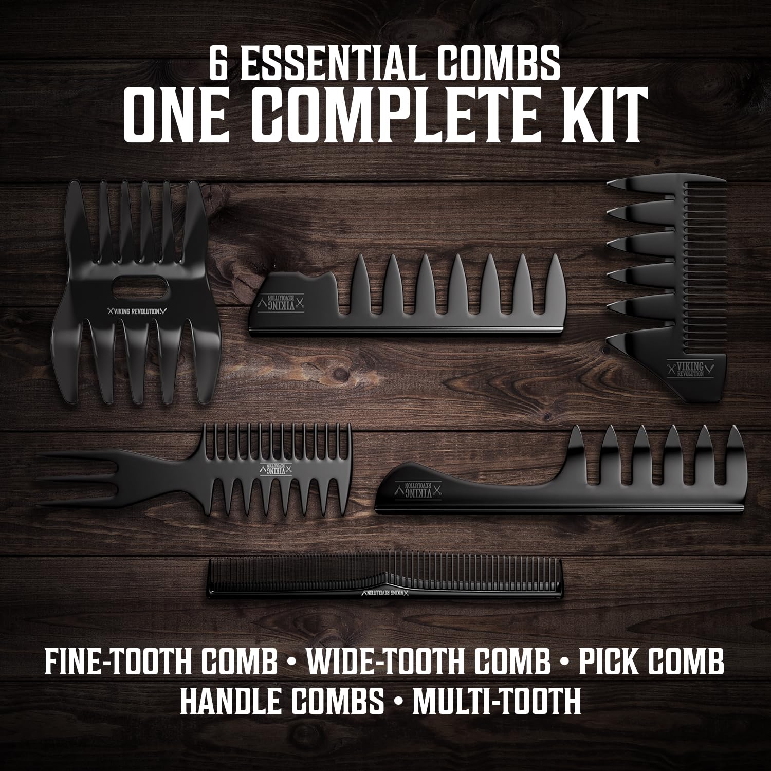 Styling Hair Combs (6 pieces) for men, including a beard comb—an essential grooming kit.