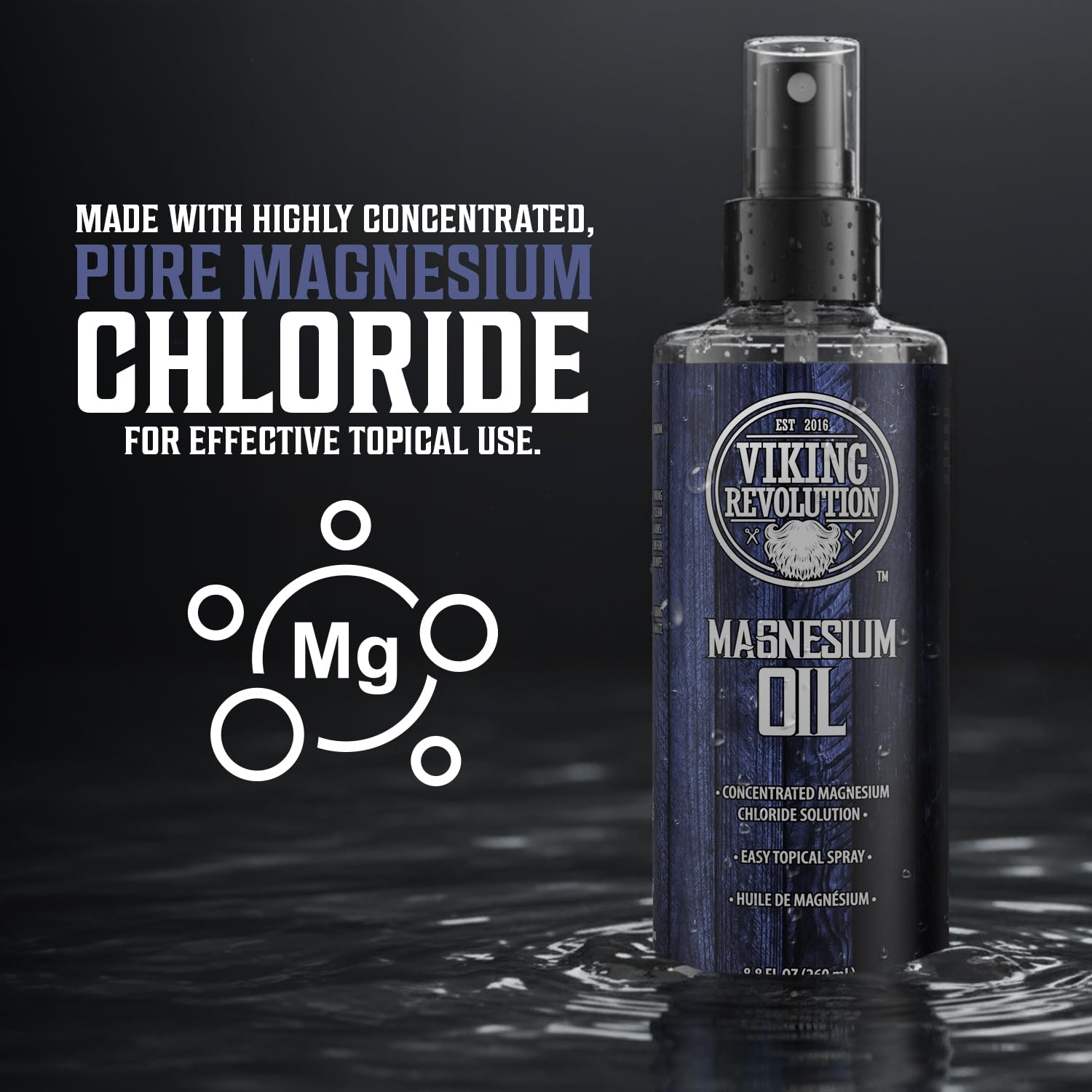 Viking Revolution Magnesium Oil (8.8 fl oz), highly concentrated topical spray.