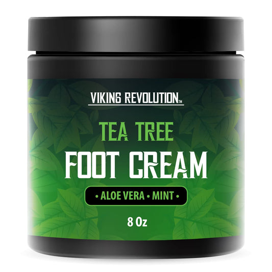 Viking Revolution - Tea Tree Foot Cream for Dry Cracked Feet w/ Aloe Vera & Mint, 8 Oz