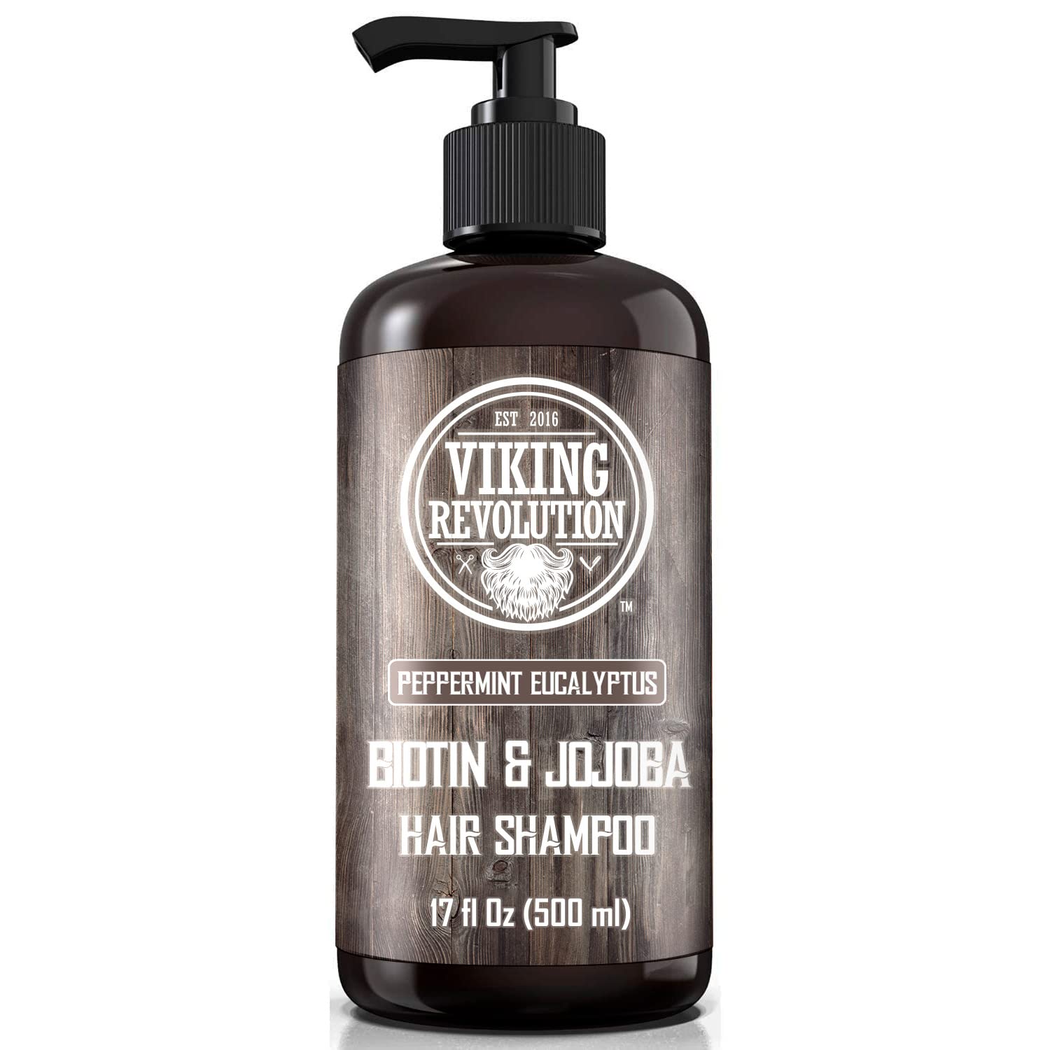 Viking Revolution Eucalyptus & Peppermint Shampoo, 17oz, all-natural ingredients.