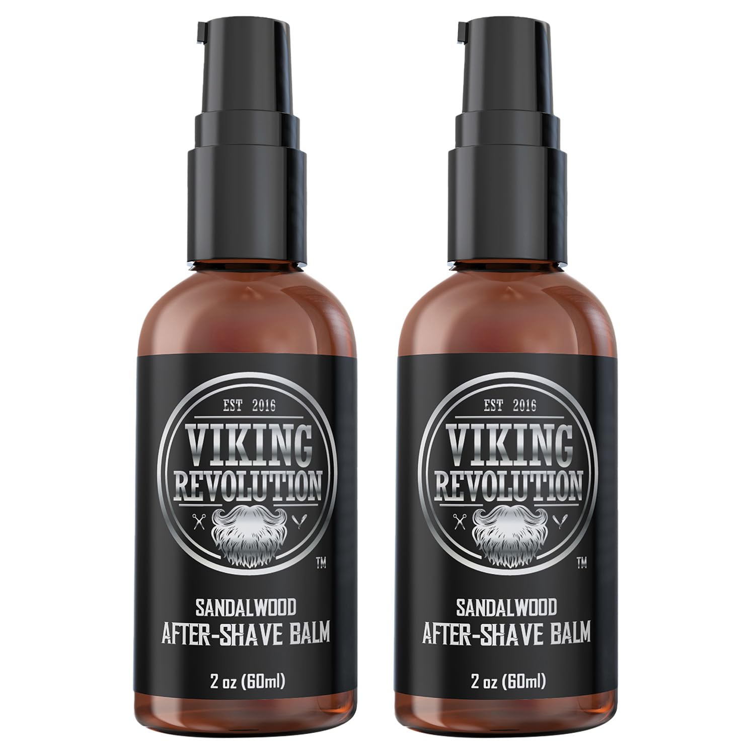 Two bottles of After-Shave Balm for Men (2pk), 2 oz each, soothe irritation with pump dispensers.