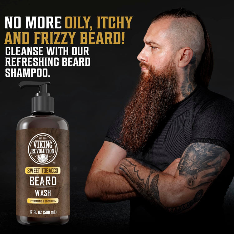 Beard Wash and Beard Conditioner for Men 17oz, Sweet Tobacco