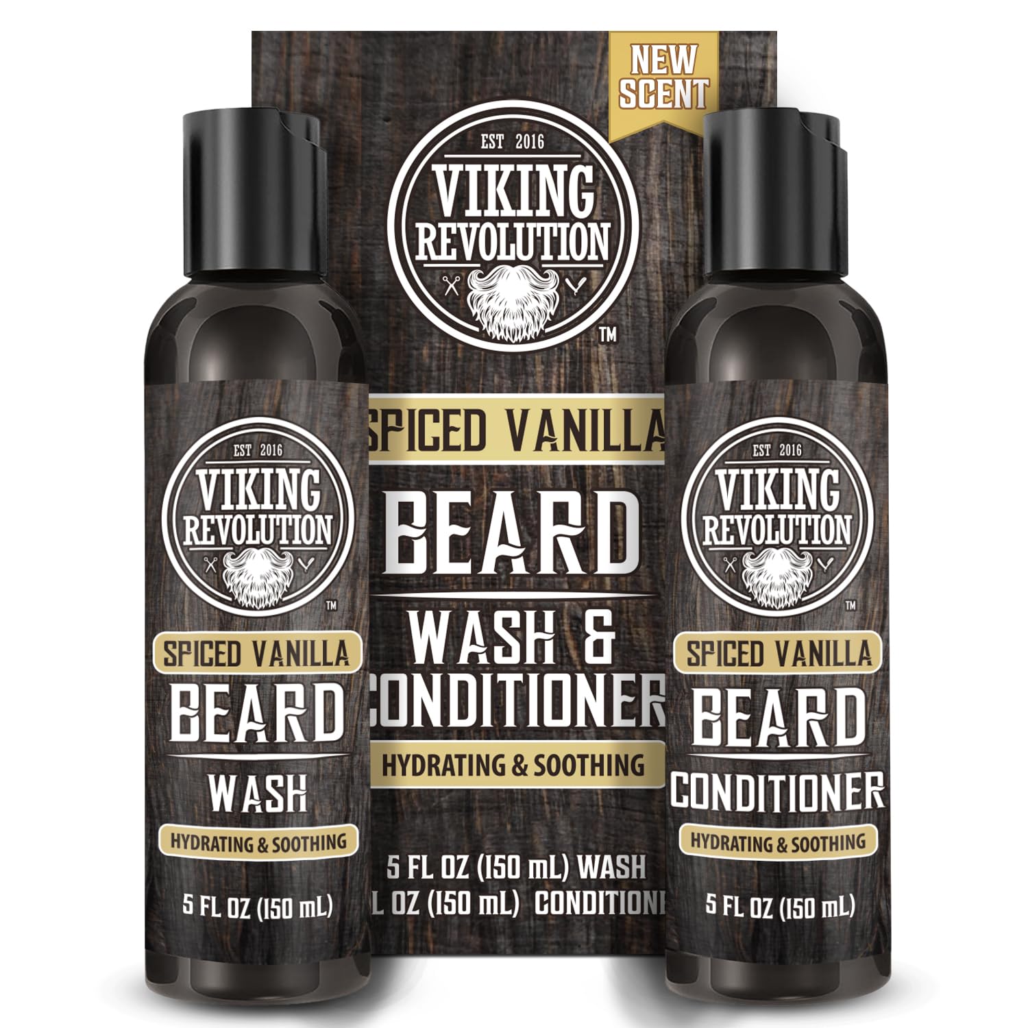 Viking Revolution Beard Wash & Conditioner, Spiced Vanilla 5oz set for growth.