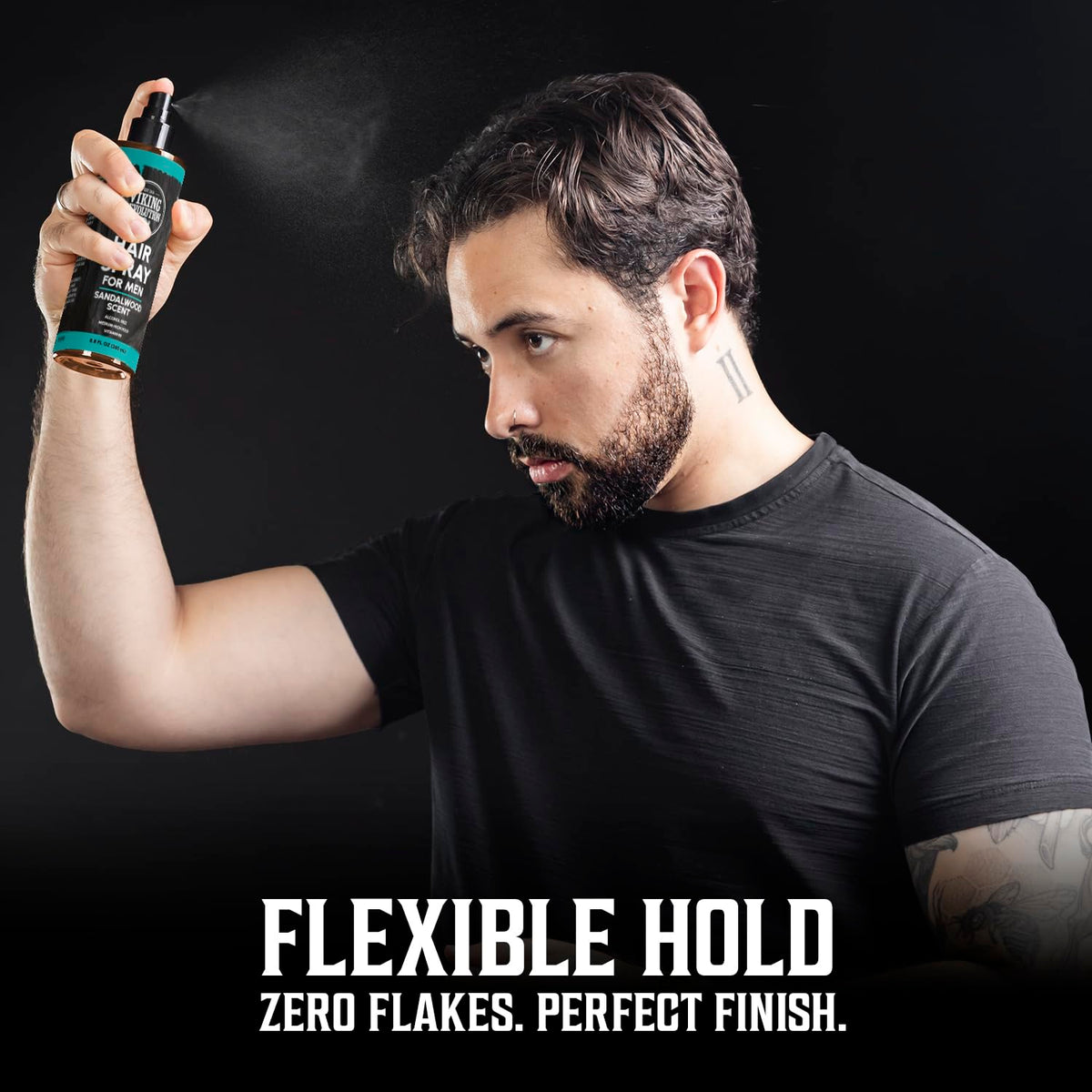 Man using Men’s Non Aerosol Hair Spray - Alcohol Free 6 fl oz. Flexible hold, zero flakes.