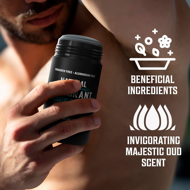 Majestic Oud Deodorant for Men - Natural Deodorant for Men Charcoal 3oz
