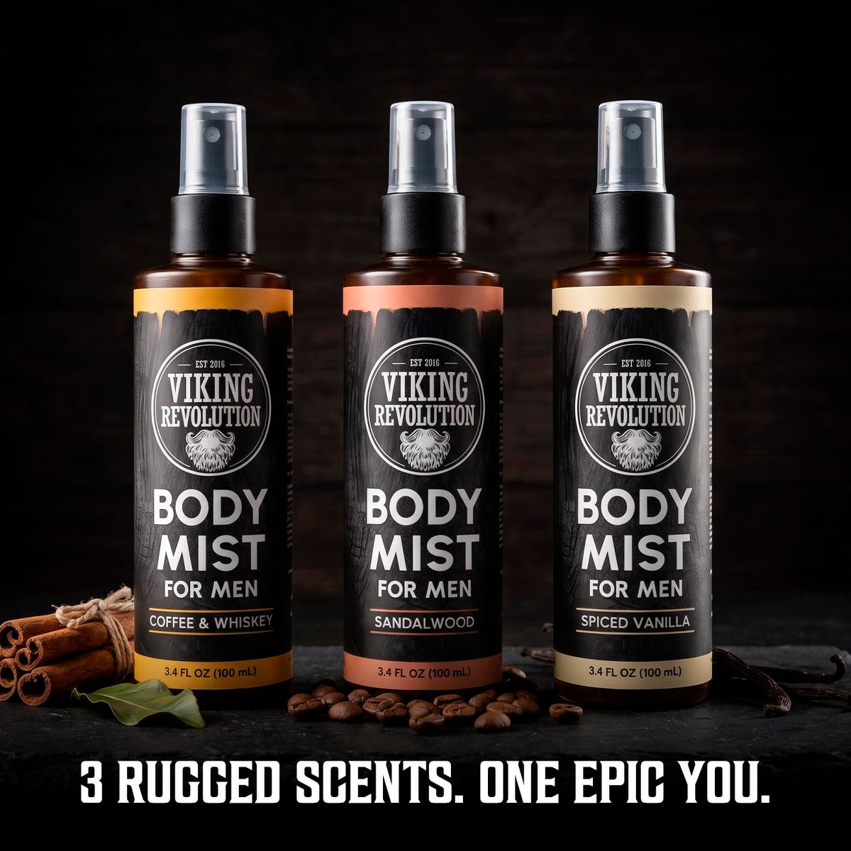 Body Mist for Men 3 Pack, 3.4 fl oz: masculine scents in travel-size cologne for men.