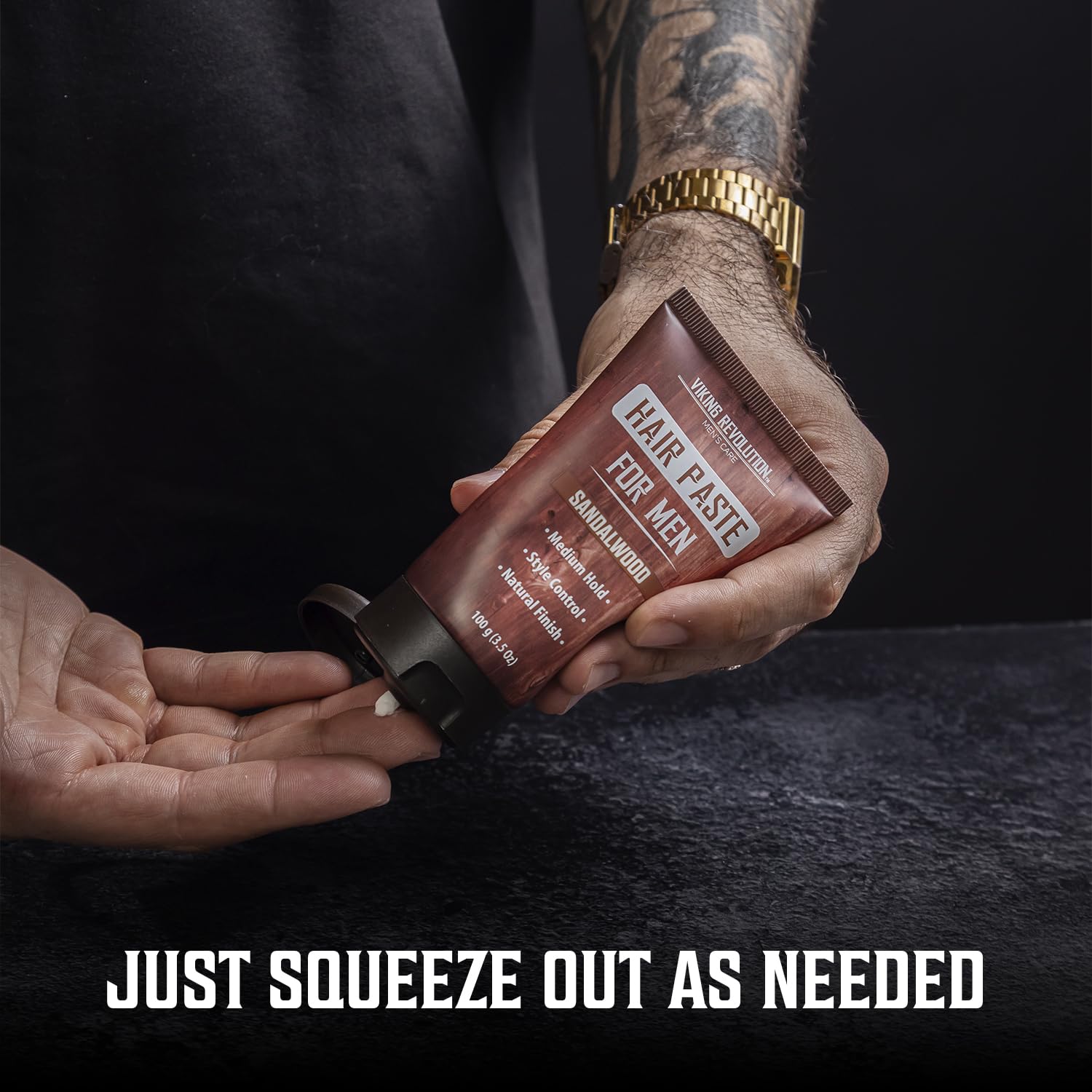 Squeeze out Hair Paste for Men - Sandalwood Scented (3.5oz) as needed.
