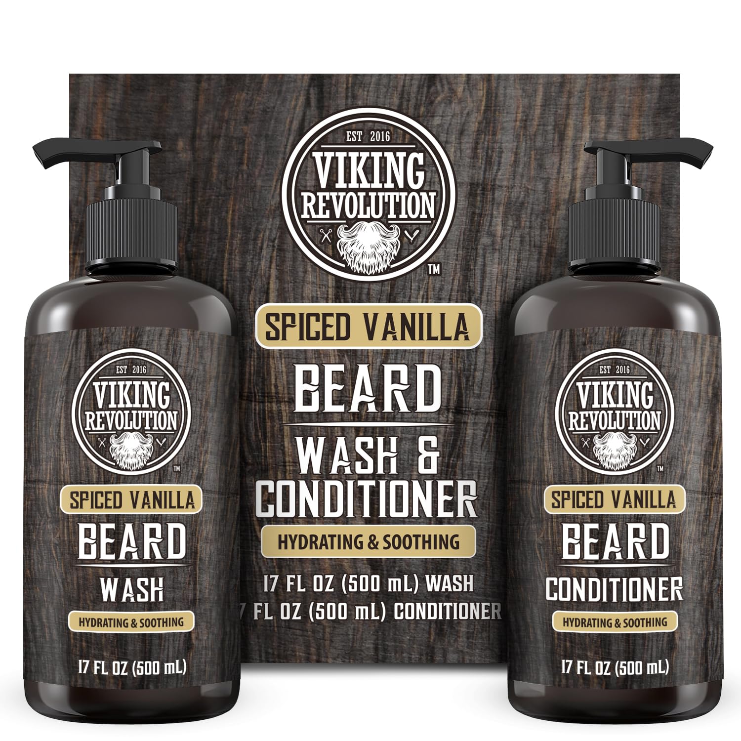 Viking Revolution Beard Wash and Conditioner 17oz Spiced Vanilla for ultimate beard care.