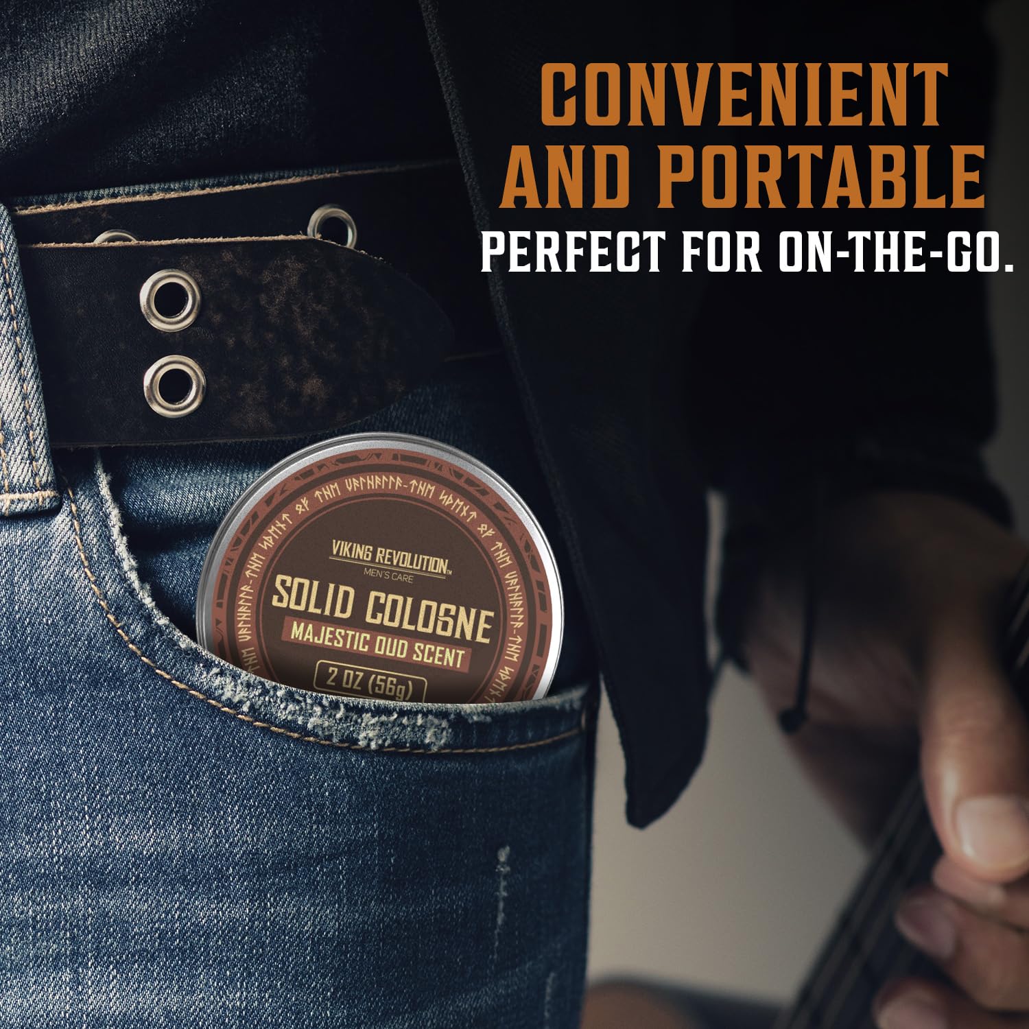 A tin of Majestic Oud Men's Solid Cologne fits perfectly in a jeans pocket. This manly fragrance offers convenience and portability, making it ideal for those on the move. It's an excellent gift choice for men who value both style and practicality.