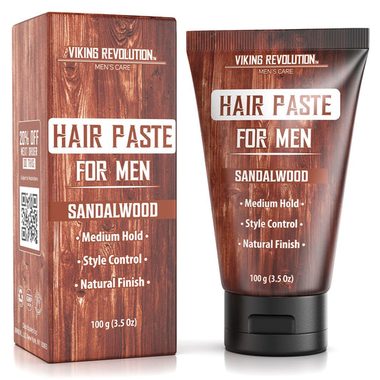 Hair Paste for Men - Sandalwood Scented (3.5oz), natural look & medium hold.