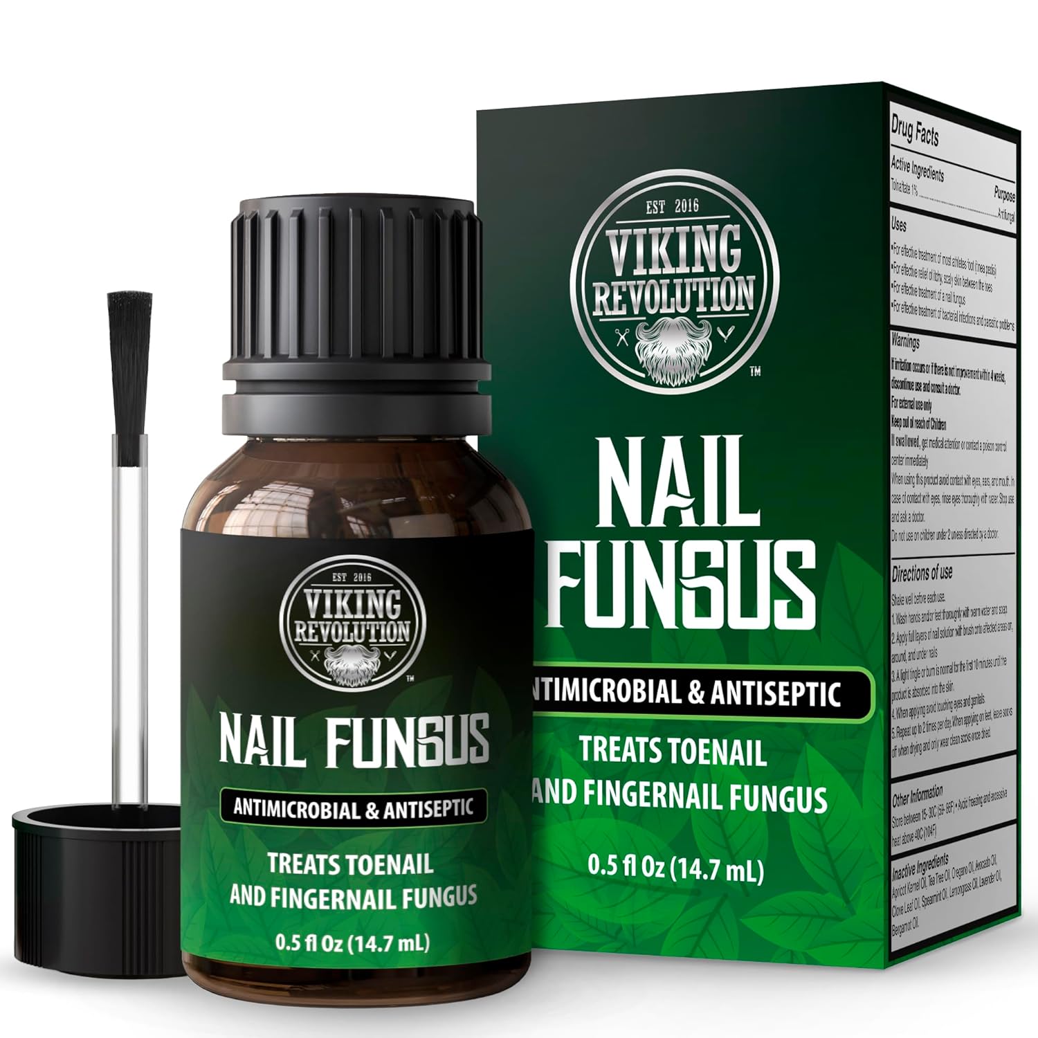 The Toenail Fungus Treatment Extra Strength with 1% Tolnaftate OTC includes a treatment bottle and box, featuring a brush applicator for precise use. Perfect for toenail fungus treatment, this solution ensures effective results.